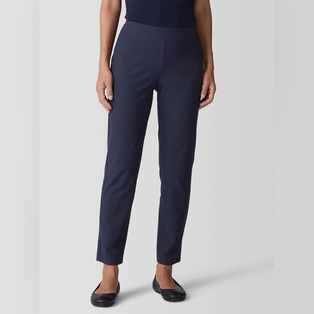 NWT Eileen Fisher Washable Stretch Crepe Slim Midnight Navy Blue Pants Size XS